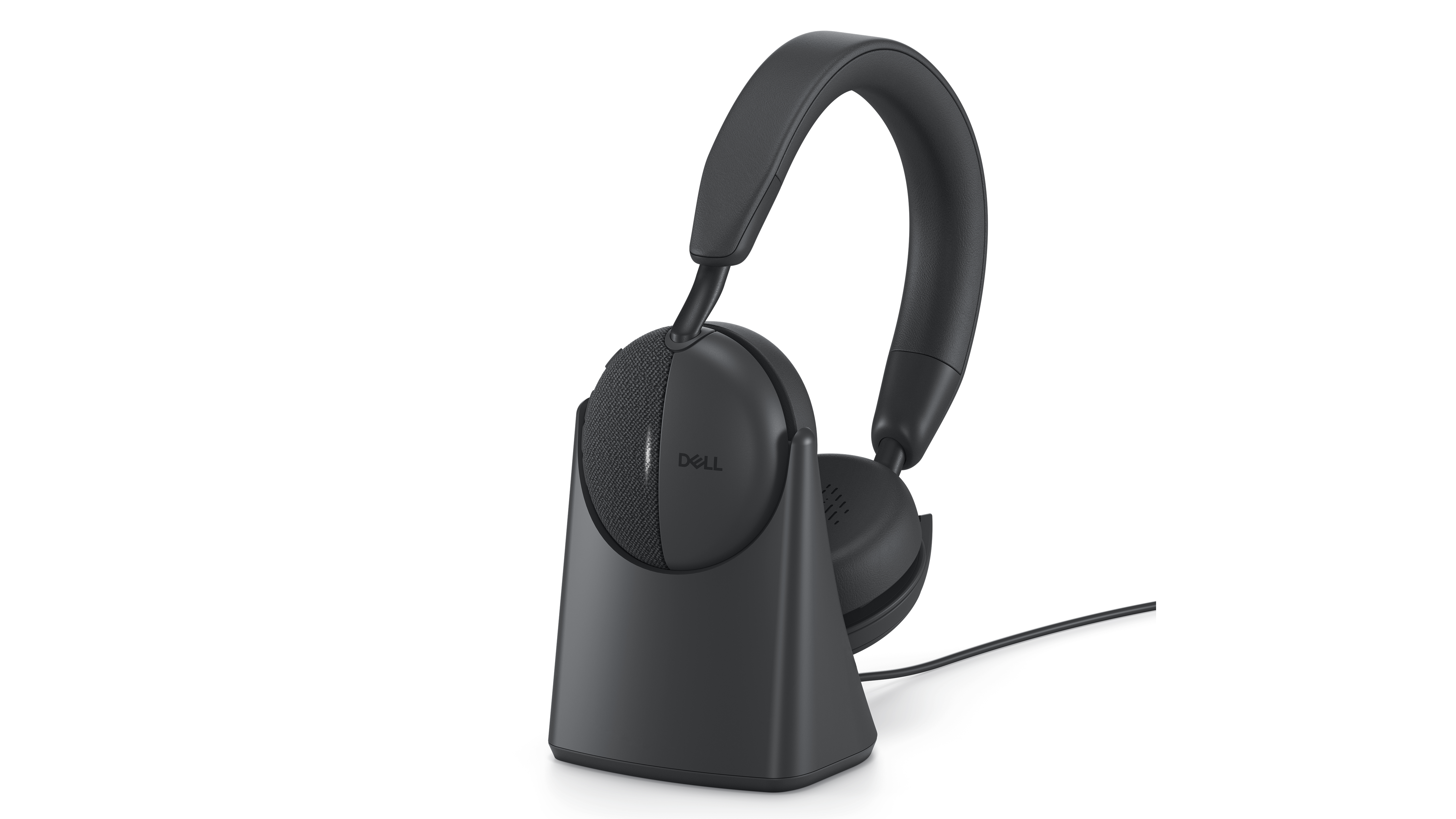 Dell Pro Headset Charging Stand HC524 charging a headset.
