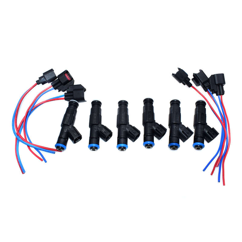6 Set Fuel Injector & Connector 280155784 For 99-04 Jeep Cherokee Grand Wrangler