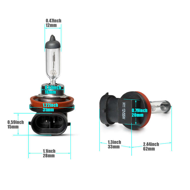 2X H11 Halogen Car Headlight 55W 12V Auto Low-Beam Driving Light Bulbs