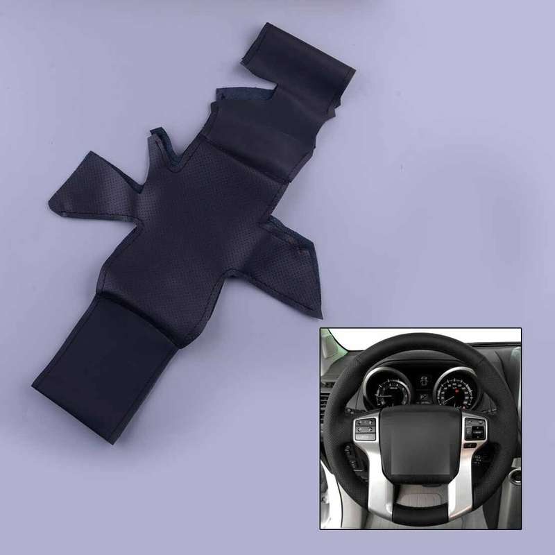 Fit For Toyota Tacoma 4Runner Car Black Leather Steering Wheel Cover DIY Wrap