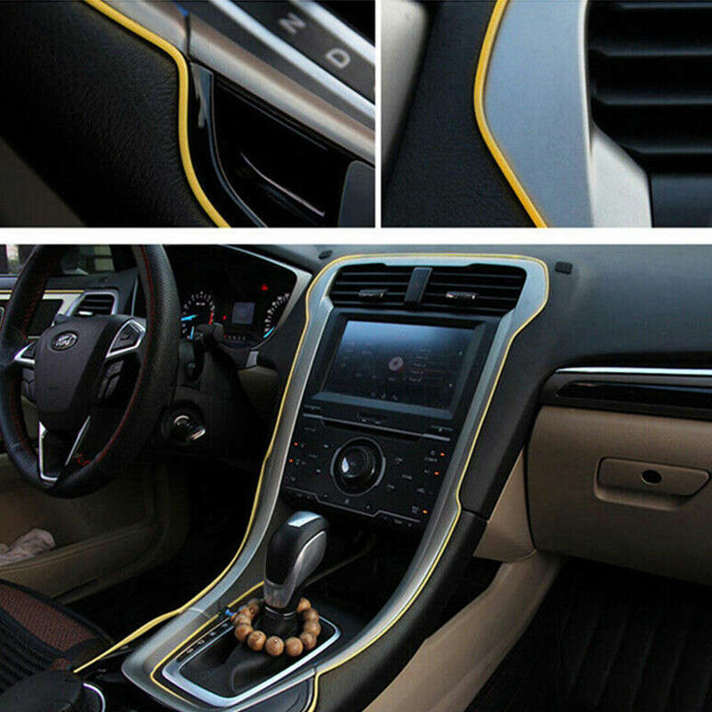 Yellow Car Interior Door Panel Edge Gap Molding Trim Strip Line