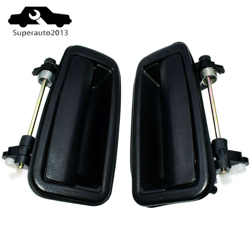 Pair Outside Door Handle Rear Left & Right Black For Toyota Corolla 1988-92 New