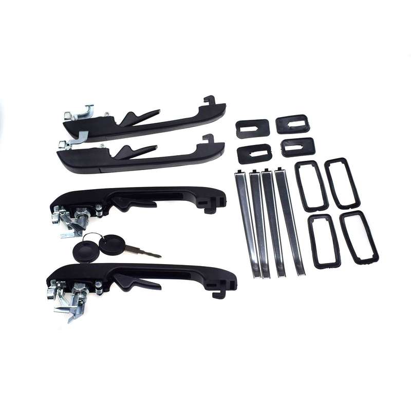4PCS Door Handles Exterior Front Rear Set w/ 2 Same Keys For VW Volkswagen Golf