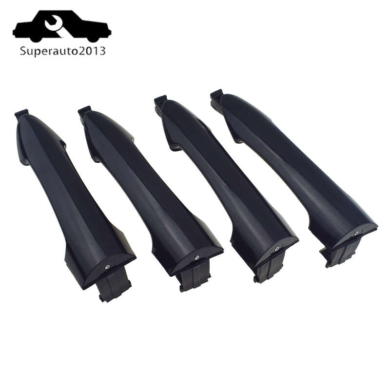 4PCS Front Rear Left Right Exterior Door Handle Black For Kia Picanto 2011-2016