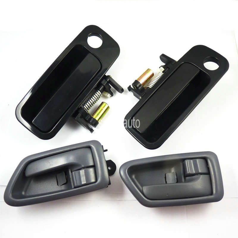Set 4Pcs Front Black Outside Gray Inside Door Handles for Toyota Camry 1997-2001