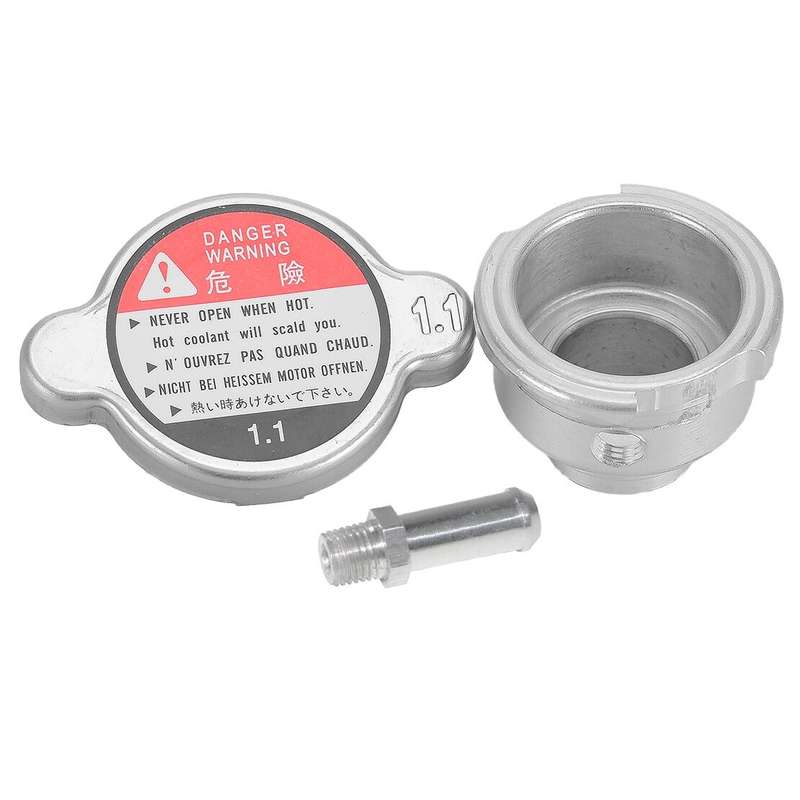 2x Aluminum Weld On Radiator Filler Neck 32mm 1.25" ID with 1.1 Bar Radiator Cap