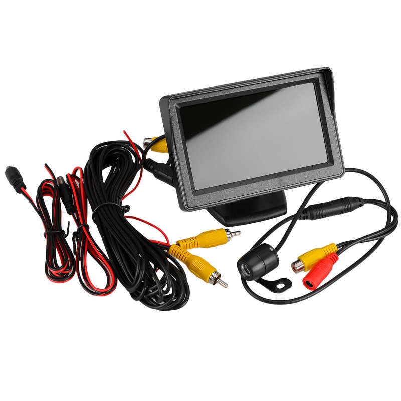 Car 4.3" Monitor + Night Vision Reverse Camera Backup Rear View Parking Cam Kit