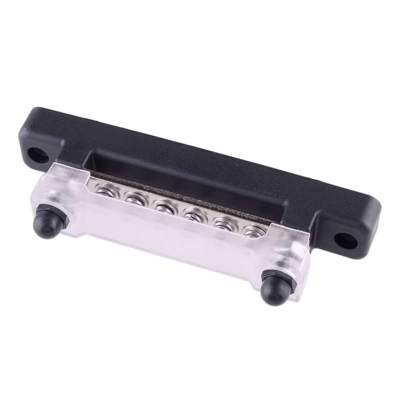 Black 12V RV Boat 6 Post Busbar Ground Rail Power Distribution Block Acc