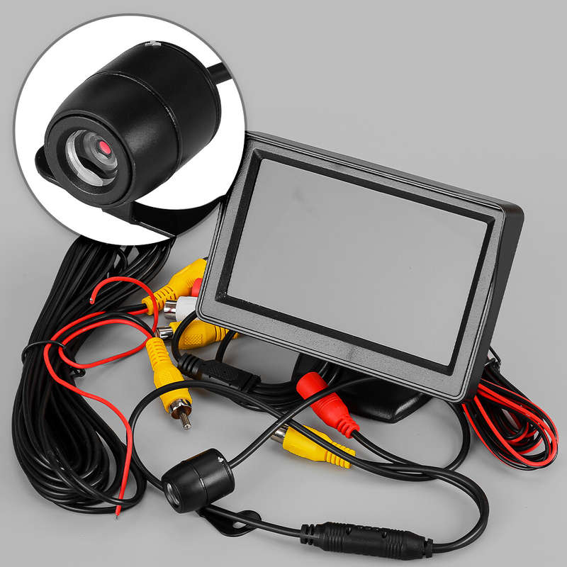 Car 4.3" Monitor + Night Vision Reverse Camera Backup Rear View Parking Cam Kit