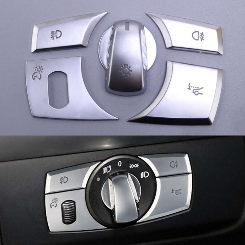 5pcs/set Headlight Switch Button Cover Trim Fit for BMW X5 E70 2008-2013