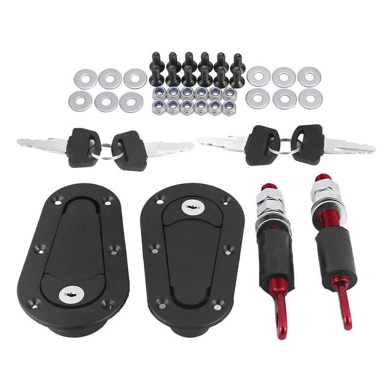 Racing Car Bonnet Flush Mount Hood Latch Pin Locking Quick Release Kit w/Key Use