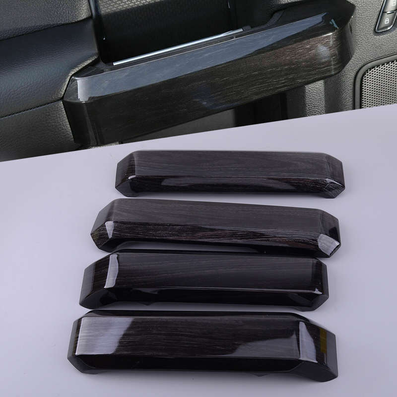 Black Wood Interior Door Handle Cover Trim 4pcs/Set Fit For Ford F150 15-2019