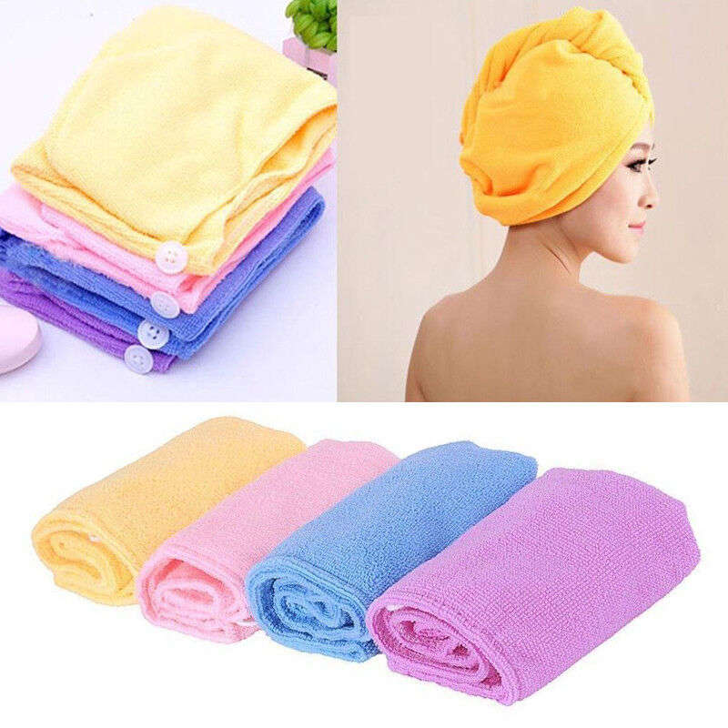 Image 5 - Microfiber Dry Hair Cap Women Men Shower Cap Quick Dry Hair Towel Solid Soft