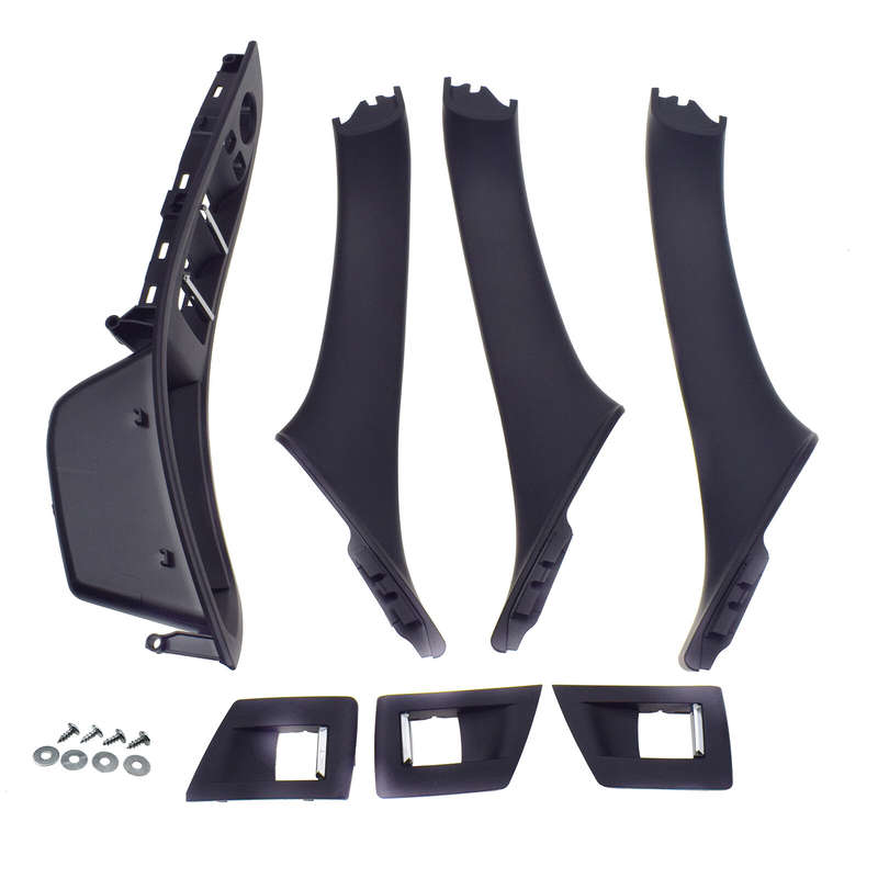 Outside Door Panel Handle Pull Trim Cover Set Black For BMW 5 Series F10 F11 F18