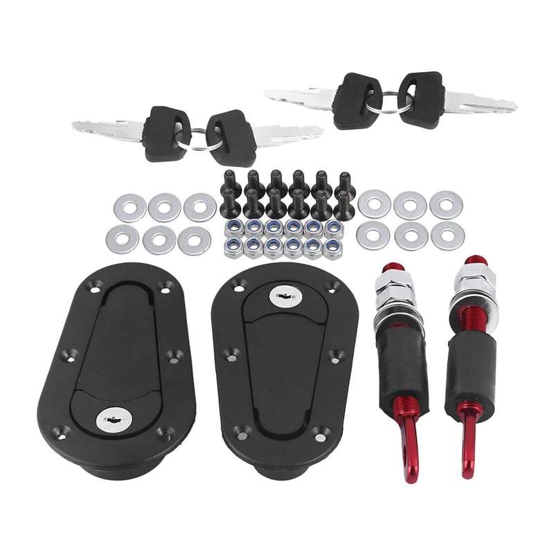 Racing Car Bonnet Flush Mount Hood Latch Pin Locking Quick Release Kit w/Key Use