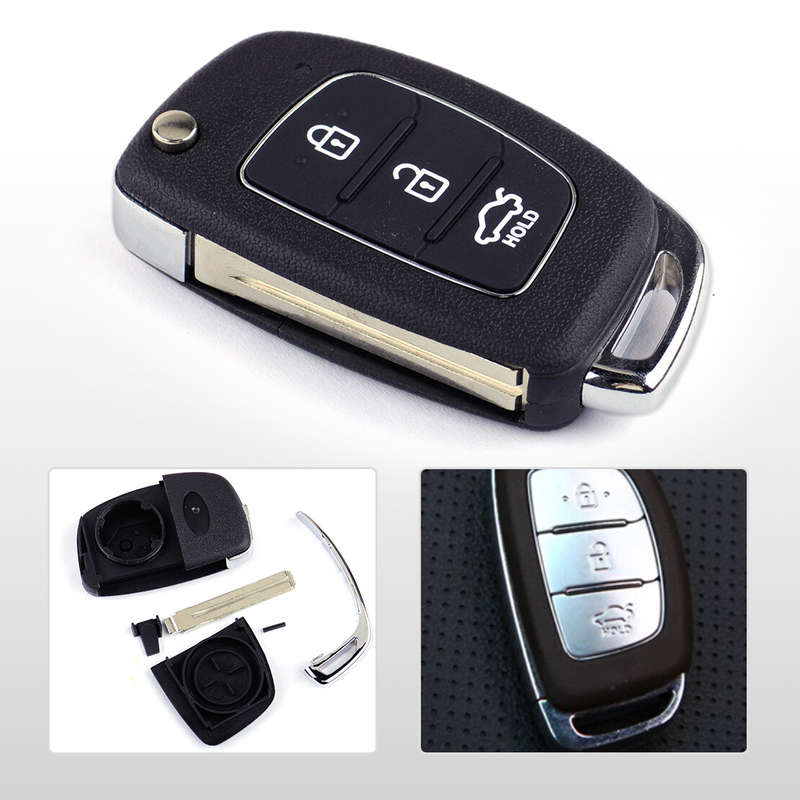 3 Button Flip Folding Remote Key Fob Case Shell Fit for Hyundai Santa ix45 13-14