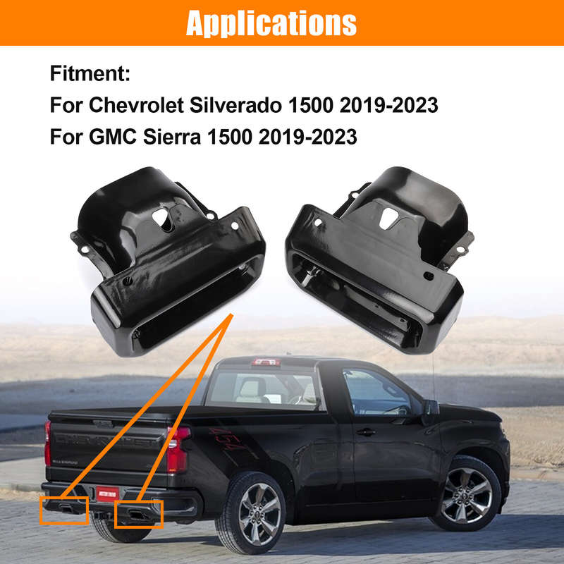 Exhaust Tips Bezels Black 84434641 84434642 For Chevy Silverado GMC Sierra 19-24