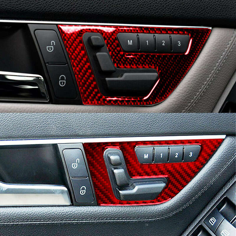 Carbon Fiber Seat Adjust Button Cover Trim fit for Mercedes Benz W204 2007-2013