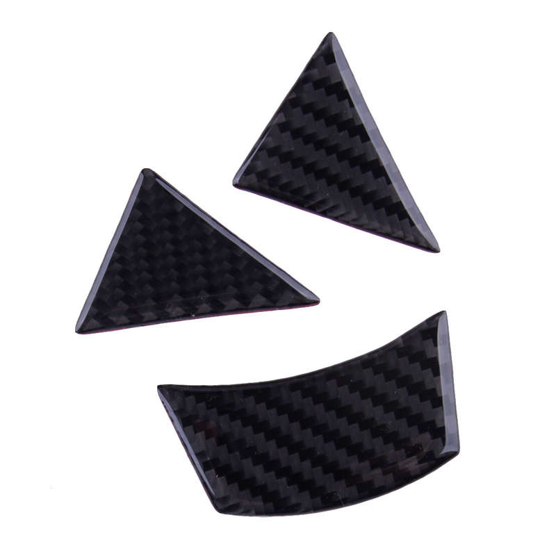 Black Carbon Fiber Steering Wheel Button Trim Cover Fit for BMW 5 Series E60 E61