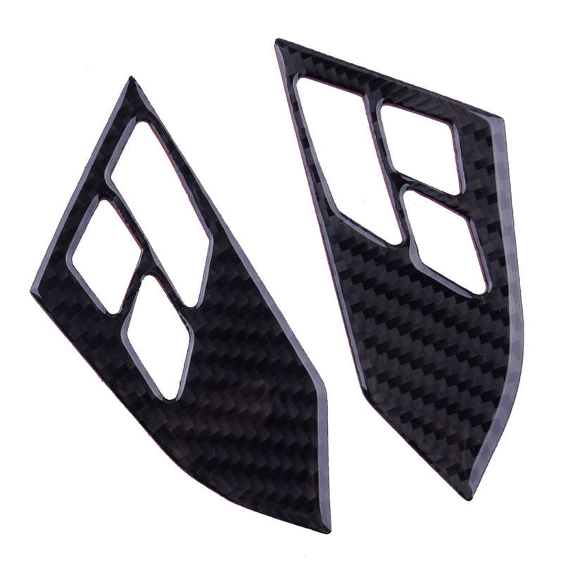Black Carbon Fiber Steering Wheel Button Trim Cover Fit for BMW 5 Series E60 E61