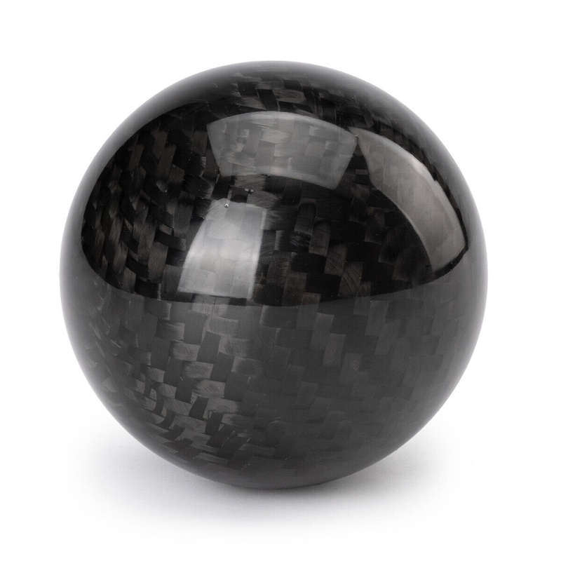 Universal Round Shift Knob 5 6 Speed Carbon Fiber Gear Shifter Knob w/ Adapters