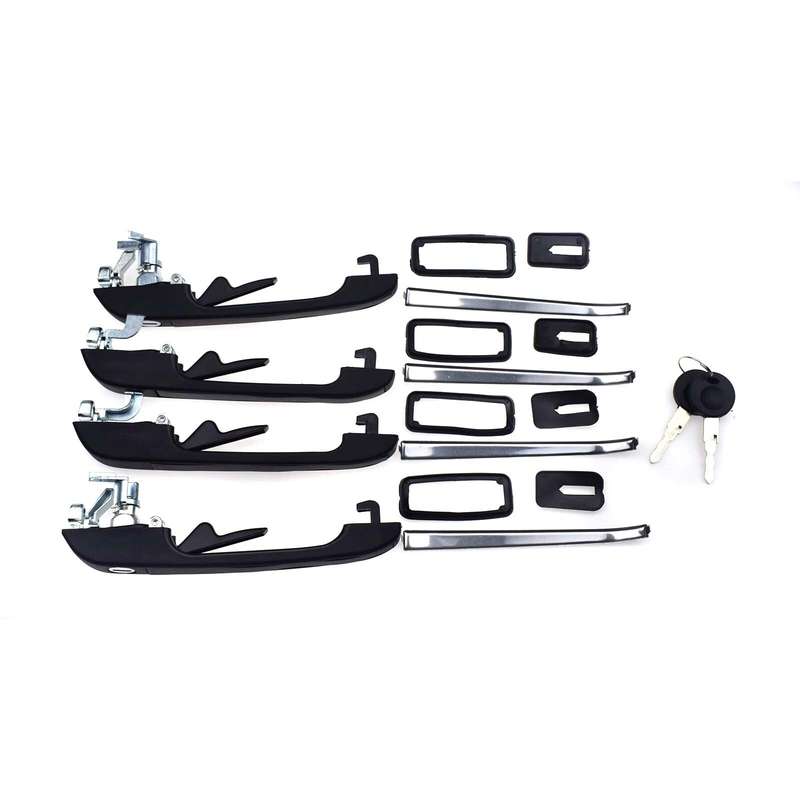 4PCS Front Rear Left Right Exterior Door Handles W/Key For VW Golf Jetta Rabbit