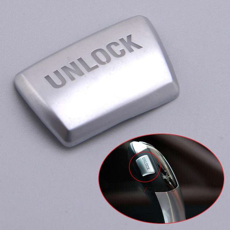 Silver Gear Shift Knob "Unlock" Button Trim Fit For BMW 3 5 7 Series X3 X4 X5 X6