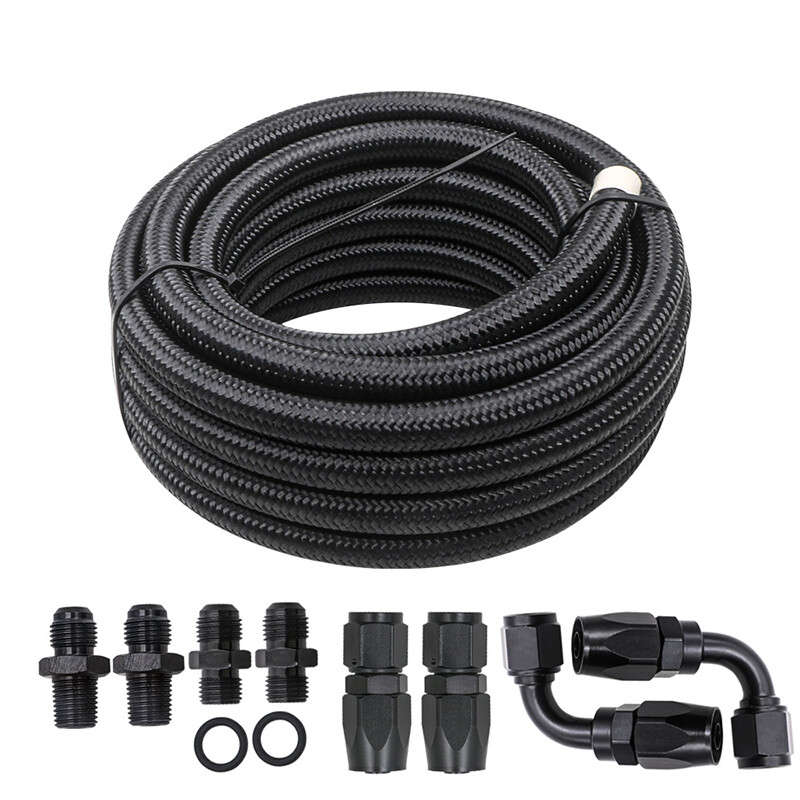 4L60E 4L65E TH350 TH400 Automatic Transmission Cooler 6AN Hose Line Kit Black