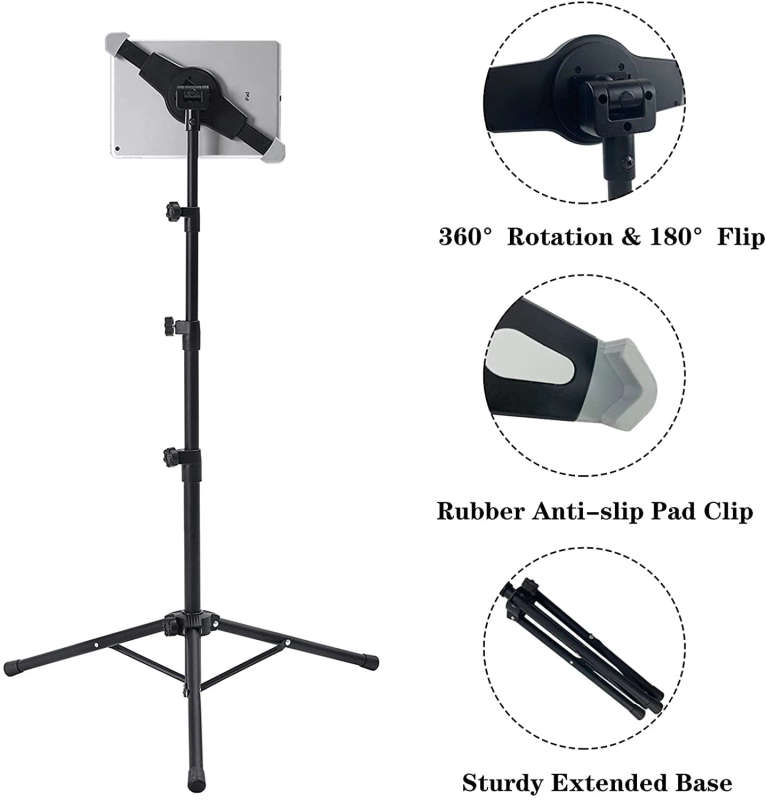Ipad Tripod Stand, Height Adjustable iPad Stand Floor, Holder Stand with 36