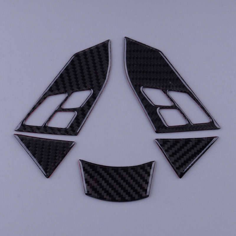 Black Carbon Fiber Steering Wheel Button Trim Cover Fit for BMW 5 Series E60 E61