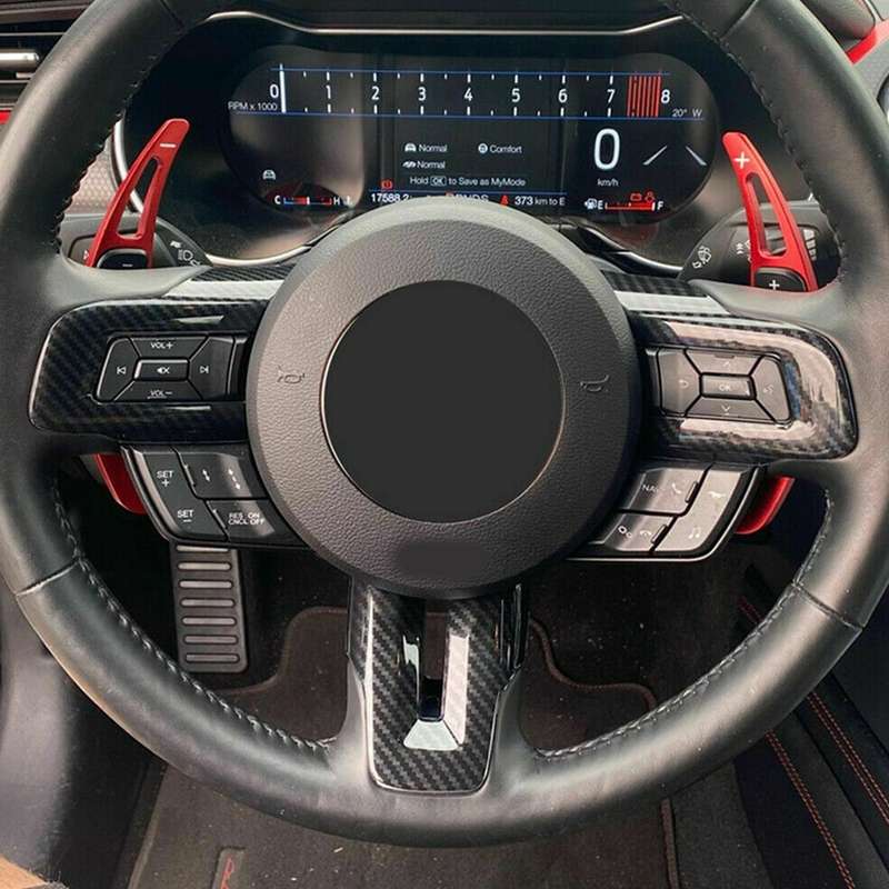 Carbon Fiber Style Steering Wheel Cover Trims Fit For Ford Mustang 15-19