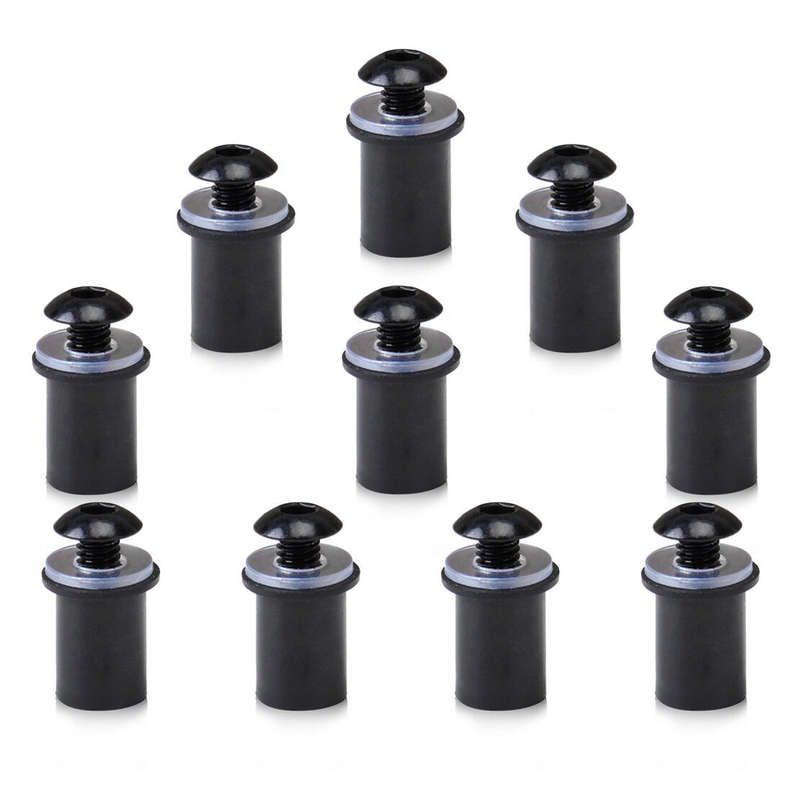 10x M5 5mm black Windscreen Bolts Kit Motorcycle Windshield Screw Mounting Nuts