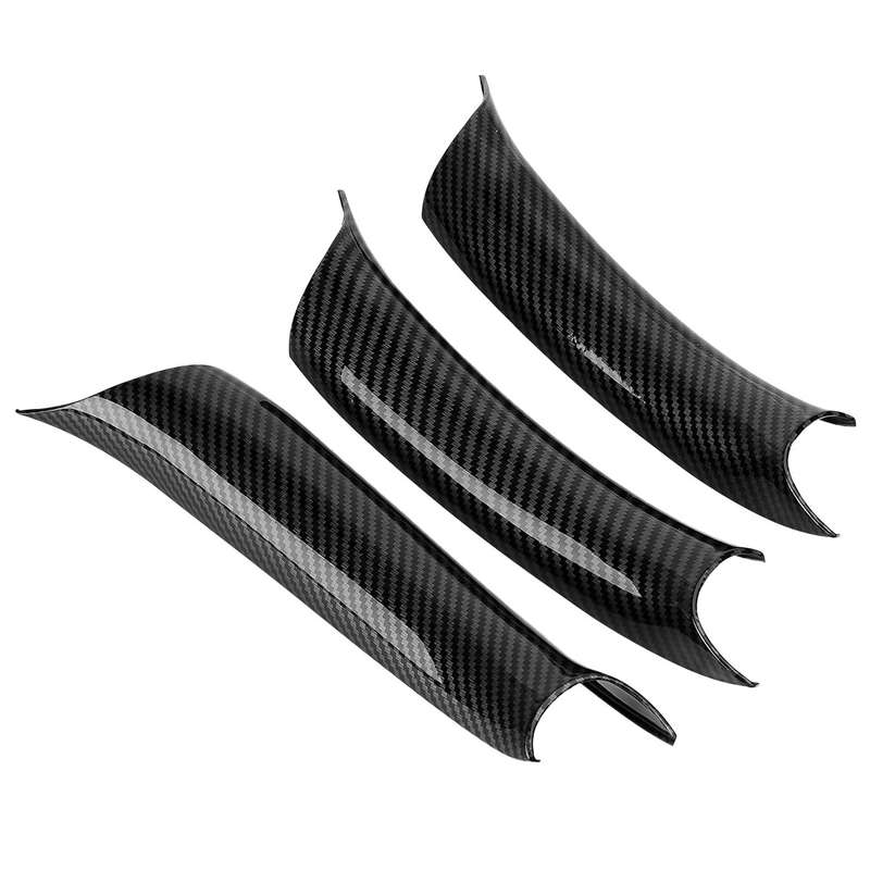 3pcs Carbon Fiber Style Interior Door Pull Handle Cover Trim Fit For BMW X6 F16