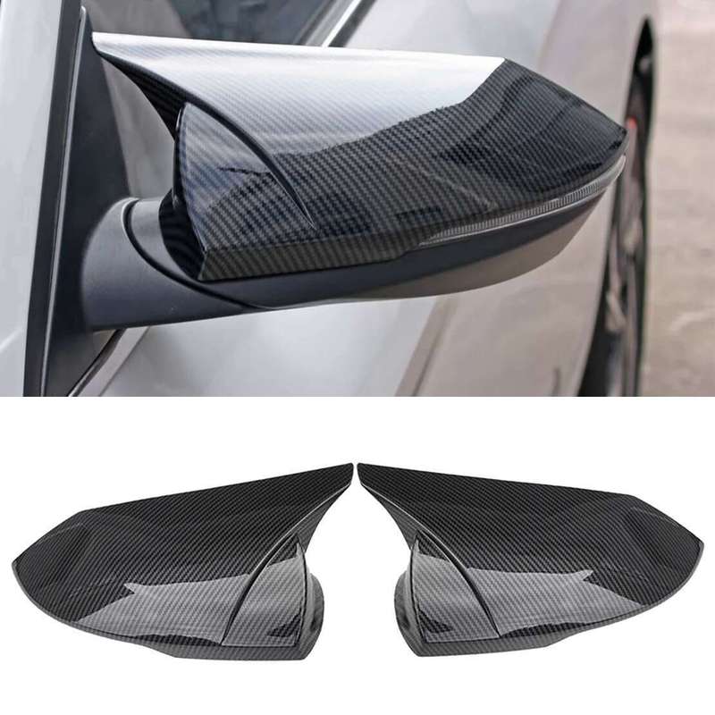 2Pcs ABS Carbon Fiber Rearview Mirror Cover Cap Fit For Hyundai Elantra 2023-24