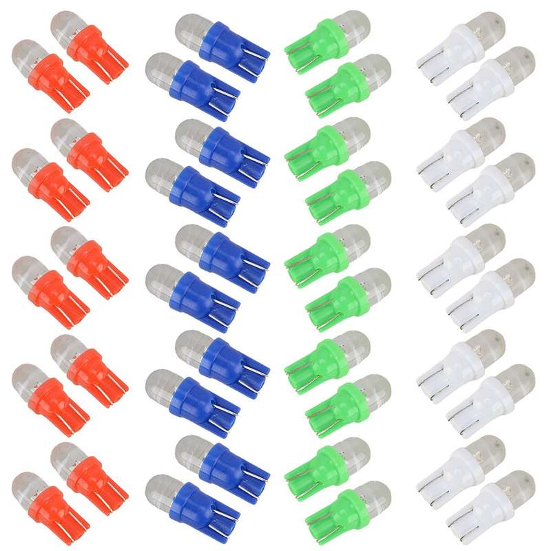 40pcs Color Mixed W5W T10 194 158 168 2825 LED Car Instrument Dash Light Bulbs