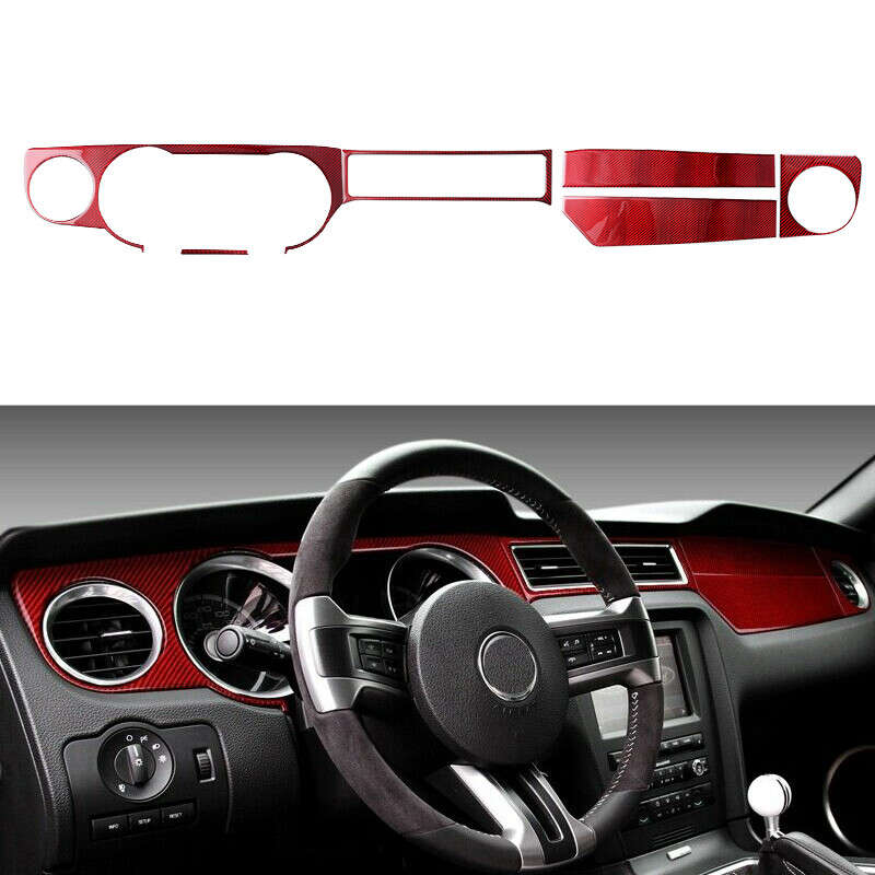 Carbon Fiber Interior Dashboard Frame Cover Trim Fits For Ford Mustang 2009-2013