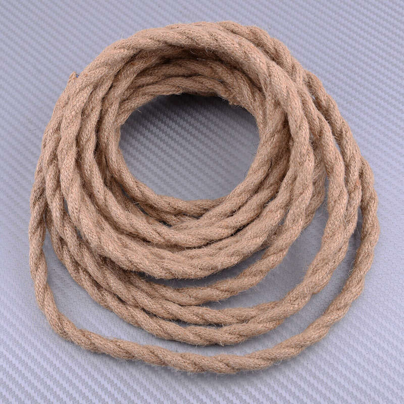 5M Retro Hemp Rope Electric Wire Twisted for DIY Bulb Light Power Cord New