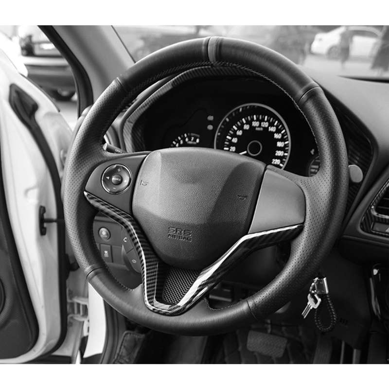 Carbon Fiber Style Steering Wheel Panel Cover Fit for Honda HR-V HRV 2016-2021