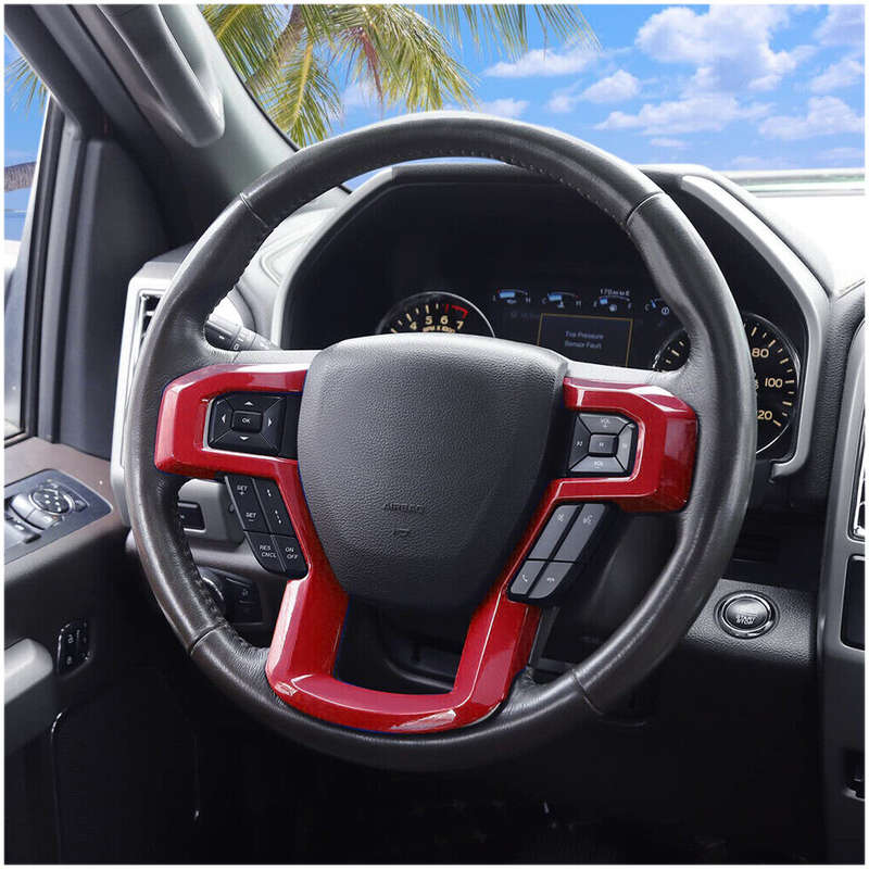 Red Steering Wheel Button Cover Fit For Ford F150 F250 F350 2017-19/2020