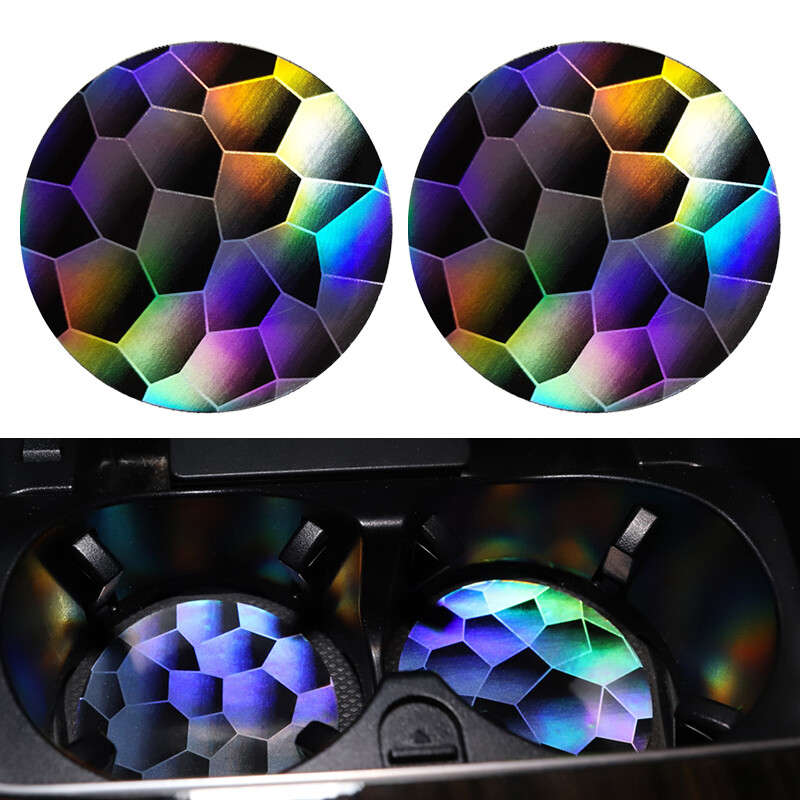 Holographic Cup Holder Insert Coasters Pads Mats Universal