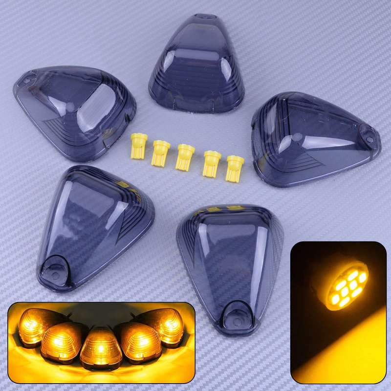 5pc Cab Roof Smoked Lamps Light Covers 5x LED Fit for Ford F250 F350 F450 F560