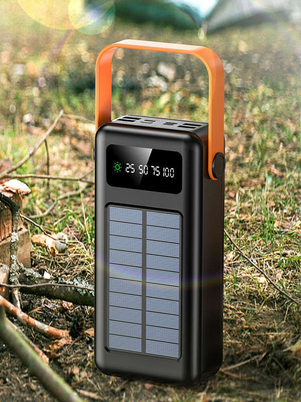 Portable Solar Power Bank 60000mAh 5 Ports External Battery Charger with Lights