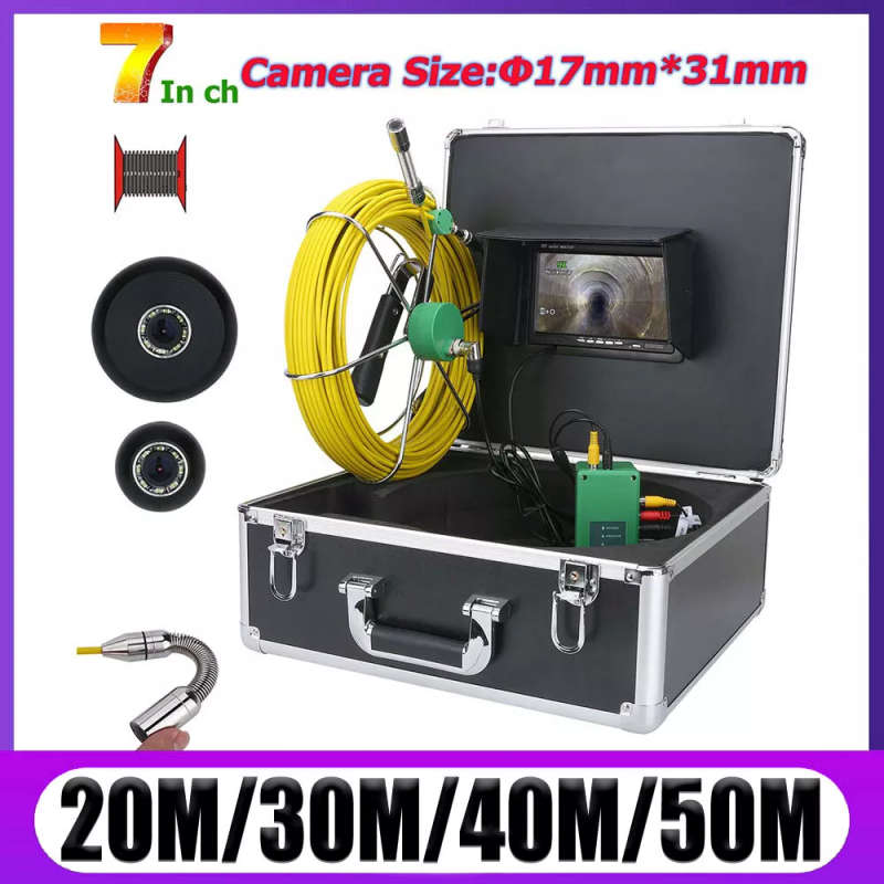 17mm Industrial Pipe Sewer Inspection Video Camera IP68 with 7 inch LCD Monitor-50M