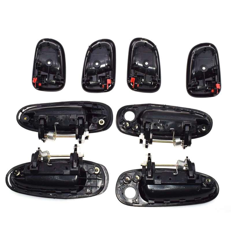 New Door Handle Black Outside Black Inside Kit Set of 8 For Toyota Corolla Prizm