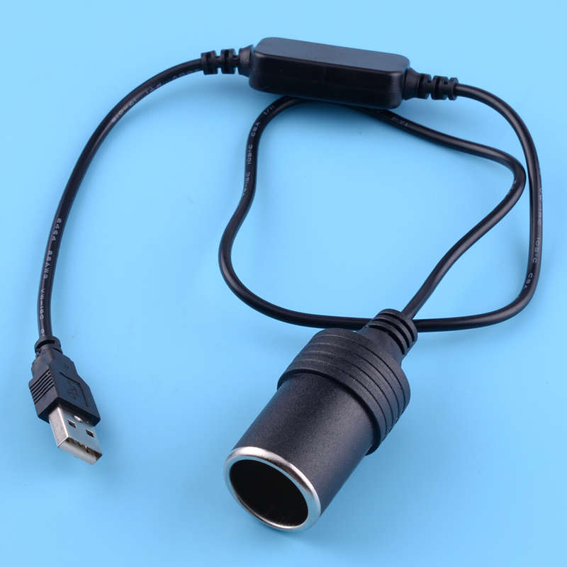 Auto Cigarette Lighter Socket Power Female Converter Adapter USB 5V To 12V Cable