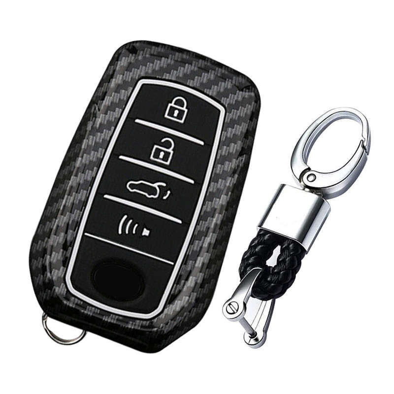 4 Button ABS Remote Key Fob Cover with Chain fit for Toyota Venza Land Cruiser