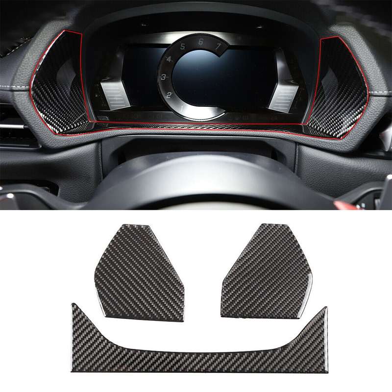 3pcs Carbon Fiber Dashboard Instrument Cover Trim Fit for Toyota Supra 2019-22