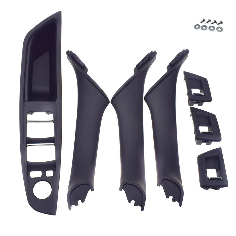 Outside Door Panel Handle Pull Trim Cover Set Black For BMW 5 Series F10 F11 F18
