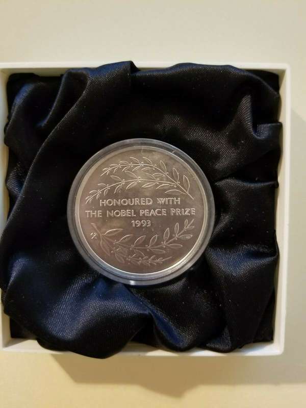 1993 Nelson Mandela Nobel Peace Prize Silver Medal in box encapsulated