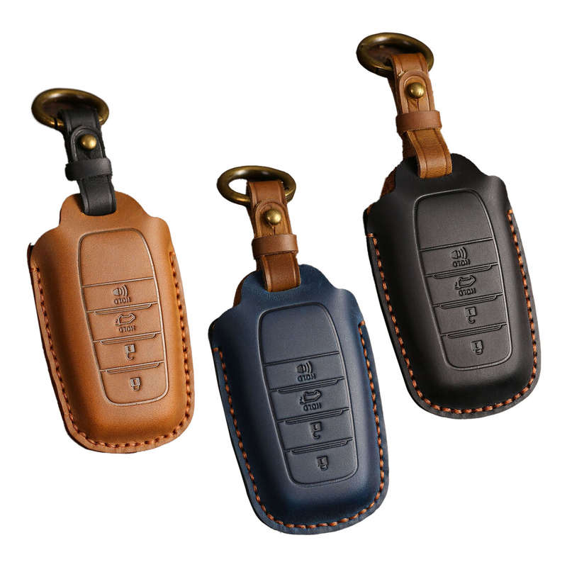 Leather Remote Key Fob Cover Case Holder Fit for Toyota Camry Prado
